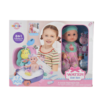 Muñeca 8 en 1 con maleta bañera