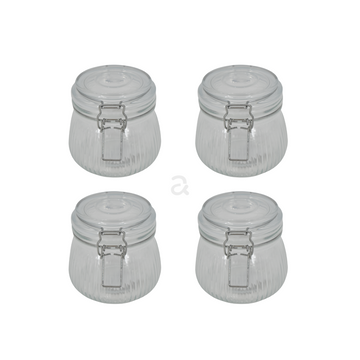 Set 4 Frascos chicos de vidrio con seguro