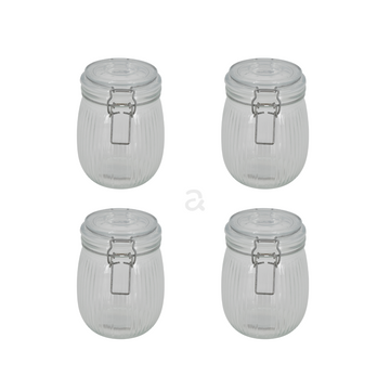 Set 4 Frascos grandes de vidrio con seguro