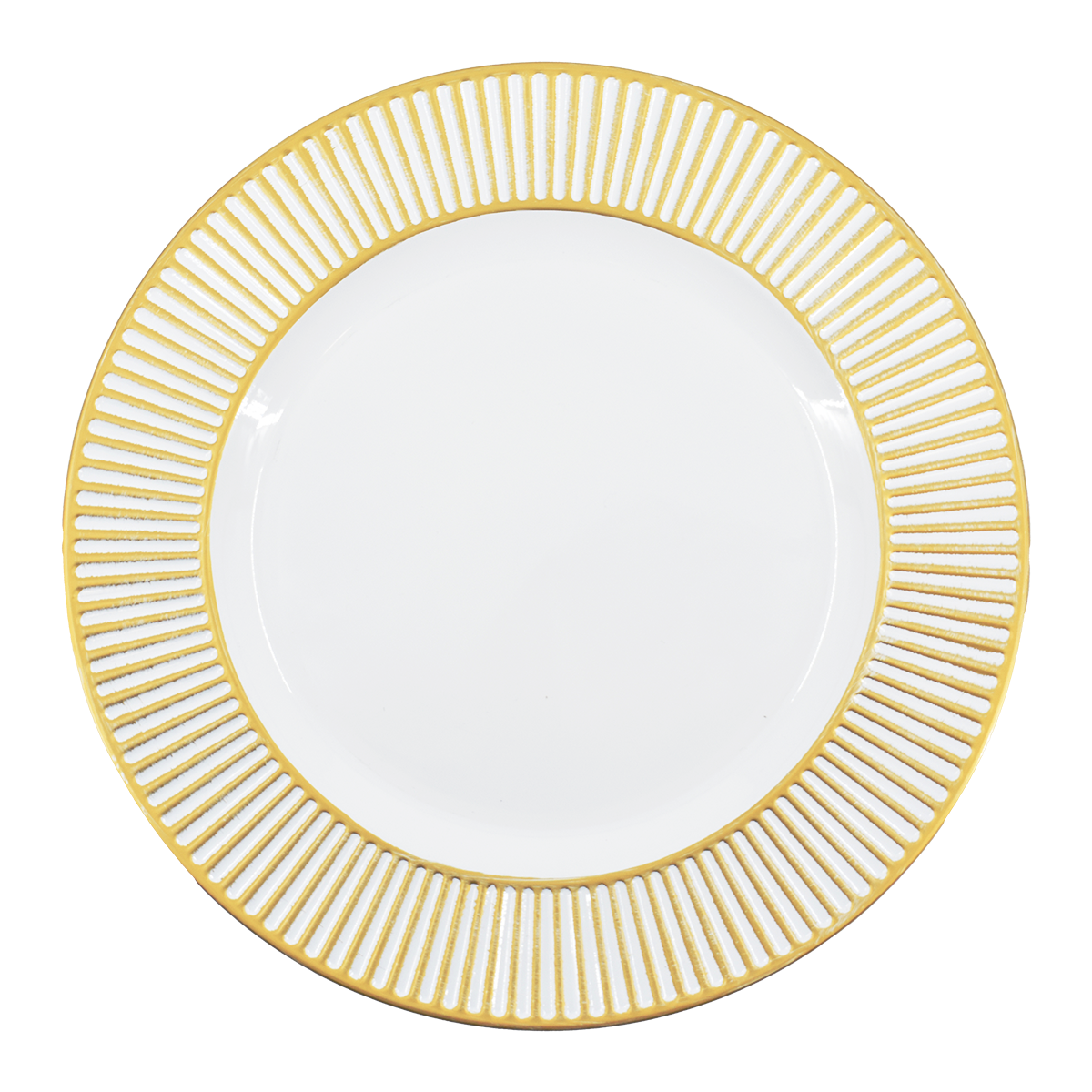 Plato Base de Plastico Blanco con Dorado 6 piezas