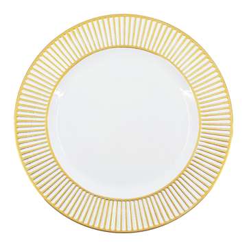 Plato Base de Plastico Blanco con Dorado 6 piezas