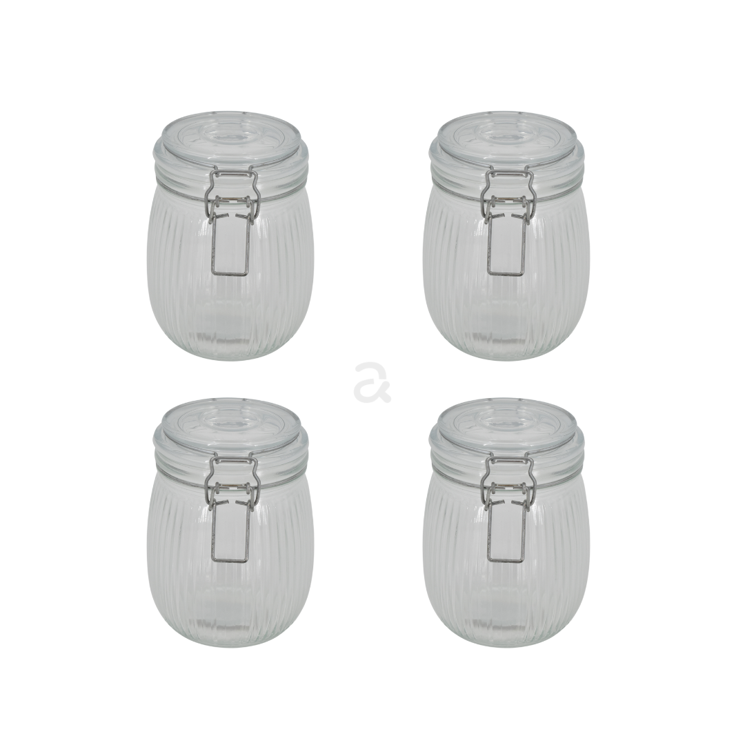 Set 4 Frascos grandes de vidrio con seguro
